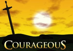 Courageous text, a cross, and the sun